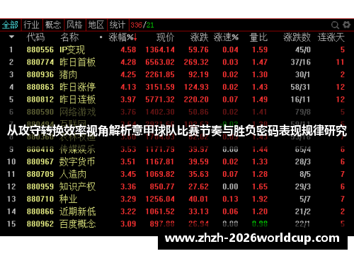 从攻守转换效率视角解析意甲球队比赛节奏与胜负密码表现规律研究